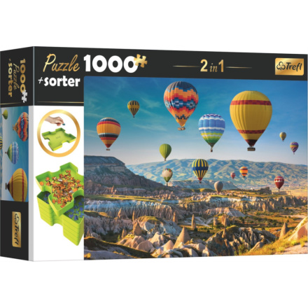 TREFL Puzzle s třídičem 2v1 Balóny nad Kapadokií 1000 dílků 143540