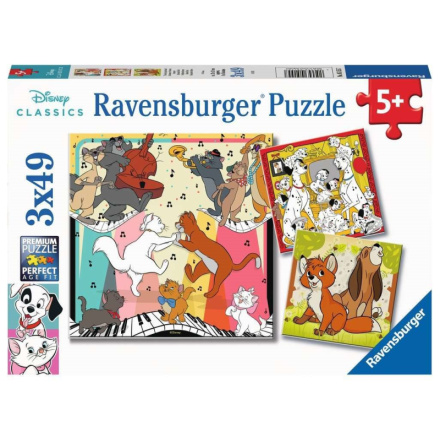 RAVENSBURGER Puzzle Disney Classics: Zvířátka v dobré náladě 3x49 dílků 143551