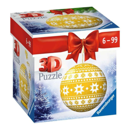 RAVENSBURGER 3D Puzzleball Vánoční ozdoba žlutá s norským vzorem 56 dílků 143572