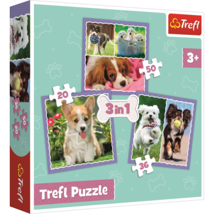 TREFL Puzzle Roztomilá štěňata 3v1 (20,36,50 dílků) 143640