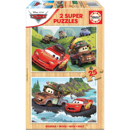 EDUCA Dřevěné puzzle Auta 2x25 dílků 143694