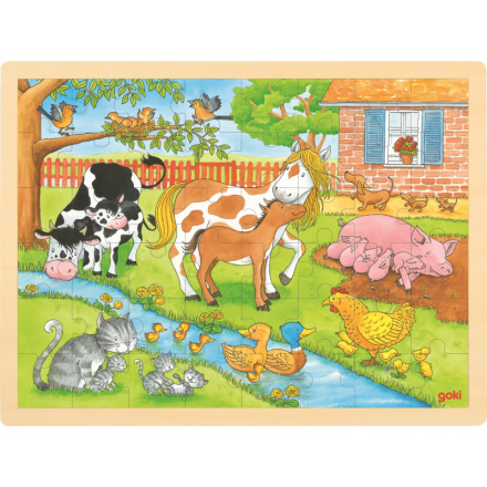 GOKI Dřevěné puzzle Život na farmě 48 dílků 143781