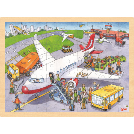 GOKI Dřevěné puzzle Na letišti 96 dílků 143787