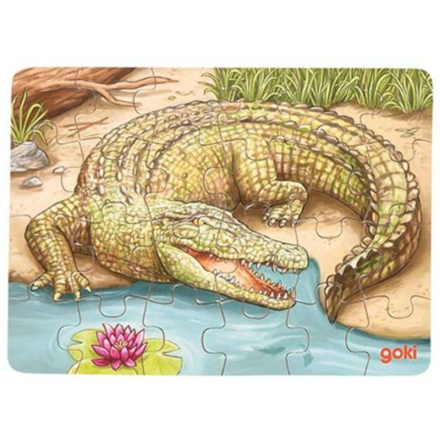 GOKI Dřevěné puzzle Australská zvířata: Krokodýl 24 dílků 143852