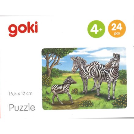 GOKI Dřevěné puzzle Africká zvířata: Zebry 24 dílků 143856