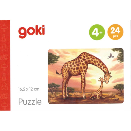 GOKI Dřevěné puzzle Africká zvířata: Žirafy 24 dílků 143858