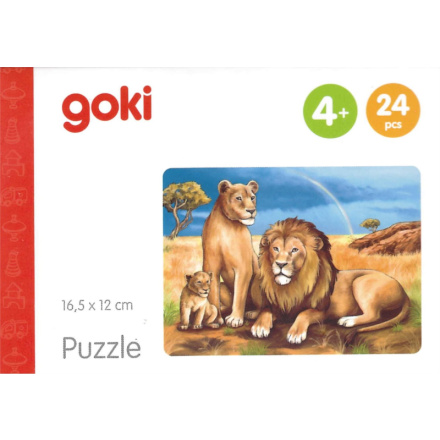 GOKI Dřevěné puzzle Africká zvířata: Lvi 24 dílků 143860