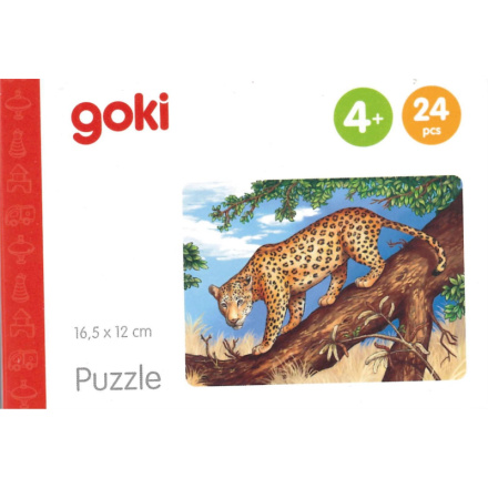 GOKI Dřevěné puzzle Africká zvířata: Jaguár 24 dílků 143861