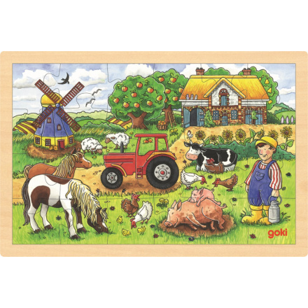 GOKI Dřevěné puzzle Farma pana Millera 24 dílků 143940