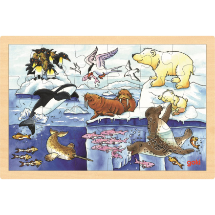GOKI Dřevěné puzzle Arktická zvířata 24 dílků 143942