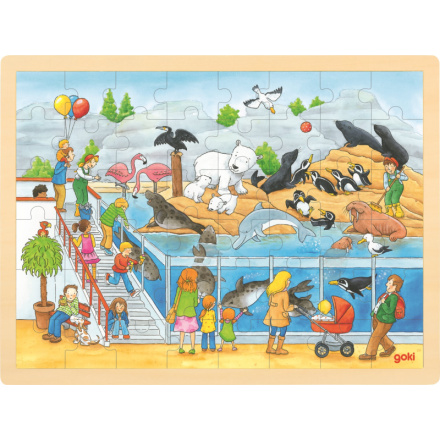 GOKI Dřevěné puzzle Návštěva Zoo 48 dílků 143945