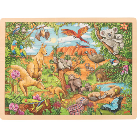 GOKI Dřevěné puzzle Australská zvířata 96 dílků 145066
