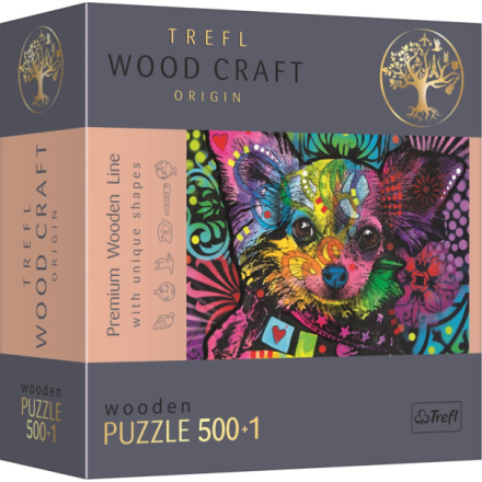 TREFL Wood Craft Origin puzzle Barevné štěně 501 dílků 145121