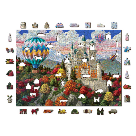 WOODEN CITY Dřevěné puzzle Zámek Neuschwanstein 2v1, 1010 dílků EKO 145441