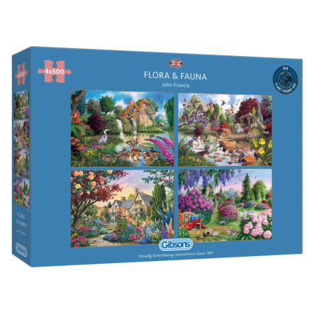 GIBSONS Puzzle Flora & Fauna 4x500 dílků 145464