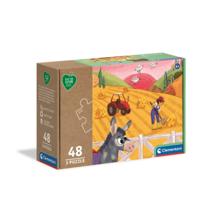 CLEMENTONI Play For Future Puzzle Zvířata na farmě 3x48 dílků 145522