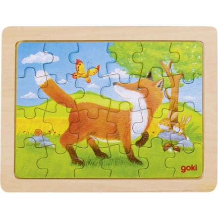 GOKI Dřevěné puzzle Zvířecí přátelství - Liška 24 dílky 145601