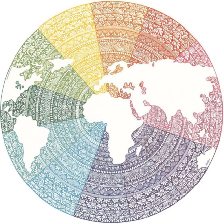 RAVENSBURGER Kulaté puzzle Kruh barev: Mandala 500 dílků 145946