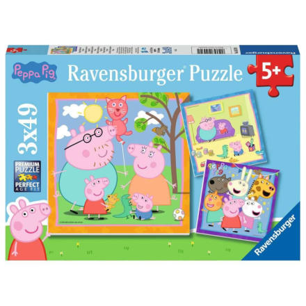 RAVENSBURGER Puzzle Prasátko Peppa 3x49 dílků 145956