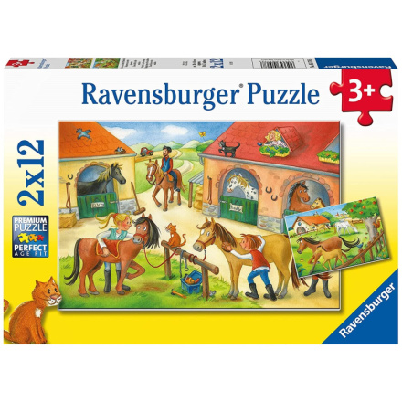 RAVENSBURGER Puzzle Prázdniny na statku s koňmi 2x12 dílků 145988