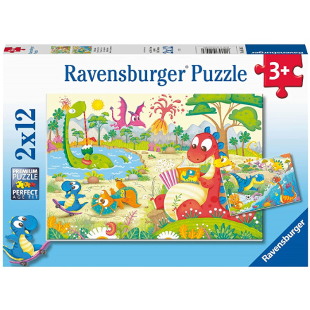 RAVENSBURGER Puzzle Oblíbení dinosauři 2x12 dílků 145989