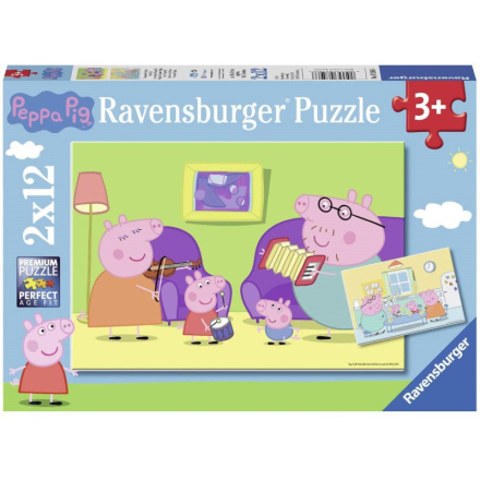 RAVENSBURGER Puzzle Prasátko Peppa: Doma 2x12 dílků 145991