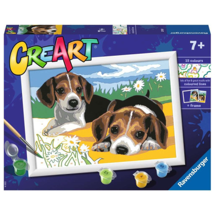 RAVENSBURGER CreArt Malování podle čísel: Štěňata Jack Russella 24x18 cm 147000