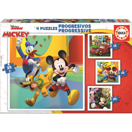 EDUCA Puzzle Mickey a přátelé 4v1 (12,16,20,25 dílků) 147110