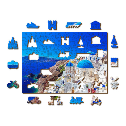 WOODEN CITY Dřevěné puzzle Santorini, Řecko 2v1, 200 dílků EKO 147709