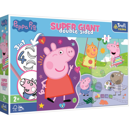 TREFL Oboustranné puzzle Prasátko Peppa SUPER GIANT 15 dílků 147872