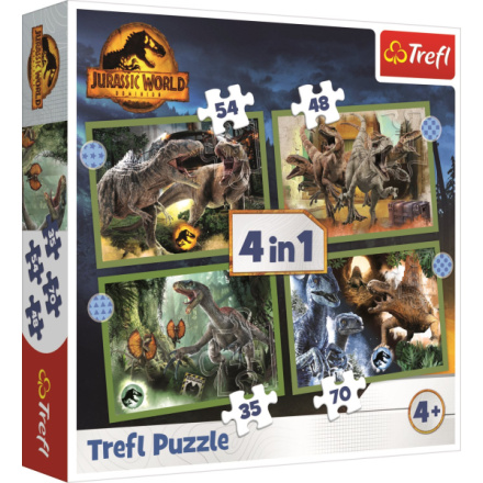 TREFL Puzzle Jurský svět: Nadvláda 4v1 (35,48,54,70 dílků) 148696