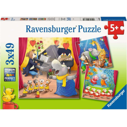 RAVENSBURGER Puzzle Zvířátka na pódiu 3x49 dílků 148943