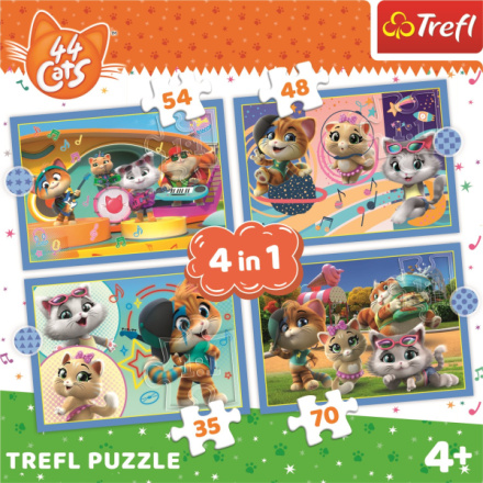 TREFL Puzzle 44 koček: Kočičí tým 4v1 (35,48,54,70 dílků) 149400