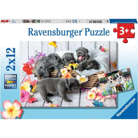 RAVENSBURGER Puzzle Roztomilá štěňátka 2x12 dílků 149453