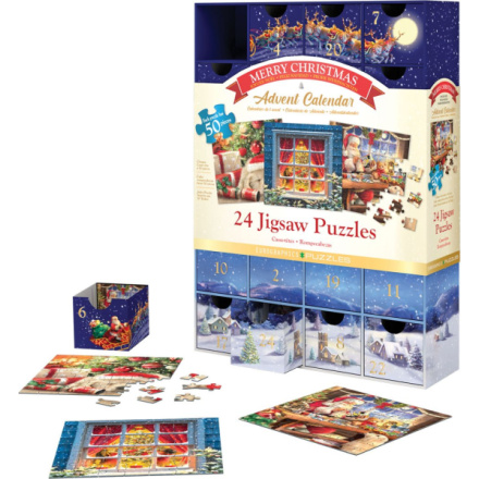 EUROGRAPHICS Puzzle Adventní kalendář: Veselé Vánoce 24x50 dílků 149723