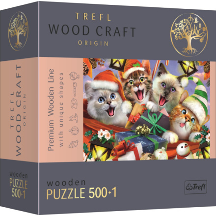 TREFL Wood Craft Origin puzzle Vánoční kočky 501 dílků 149846