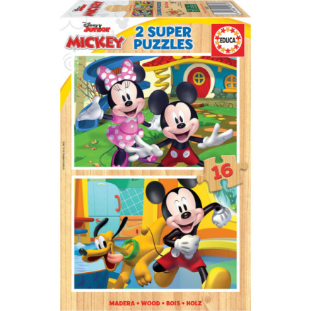 EDUCA Dřevěné puzzle Mickey a Minnie 2x16 dílků 150099