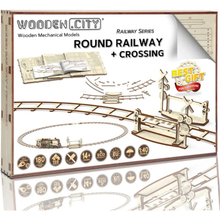 WOODEN CITY 3D puzzle Kruhové koleje s přejezdem 159 dílů 150373