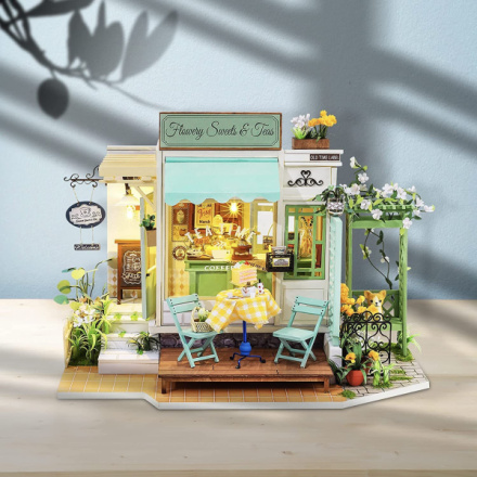 ROBOTIME Rolife DIY House: Kavárna Flowery Sweets & Teas s LED osvětlením 150865