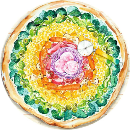 RAVENSBURGER Kulaté puzzle Kruh barev: Pizza 500 dílků 151505