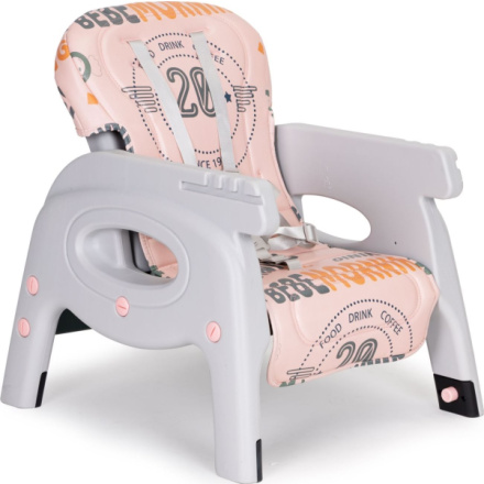ECOTOYS Jídelní židlička 2v1 růžovo-šedá 151680