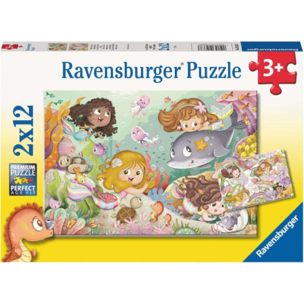 RAVENSBURGER Puzzle Víly a mořské panny 2x12 dílků 151910