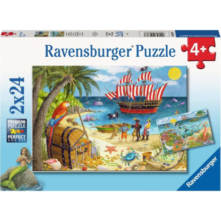 RAVENSBURGER Puzzle Piráti a mořské víly 2x24 dílků 151974