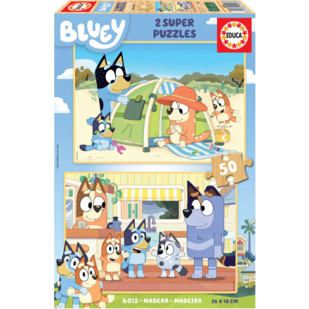 EDUCA Dřevěné puzzle Bluey 2x50 dílků 152691