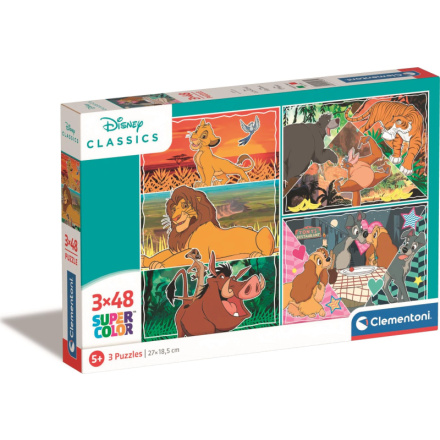 CLEMENTONI Puzzle Disney: Zvířátka 3x48 dílků 152758