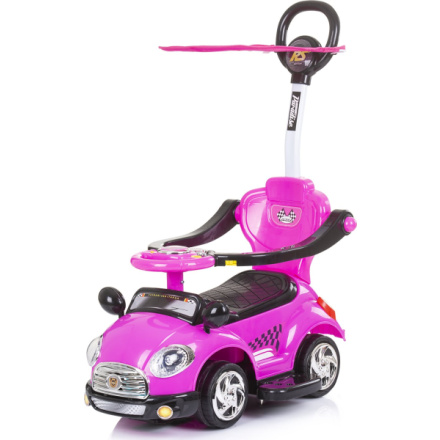 CHIPOLINO Odrážedlo se stříškou a vodící tyčí Super car Pink 153790