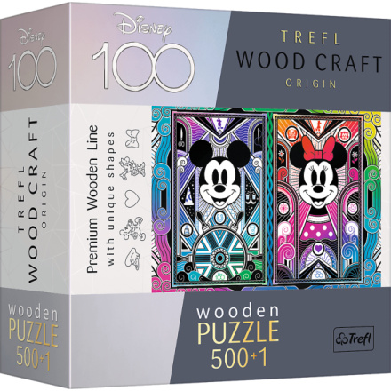 TREFL Wood Craft Origin puzzle Mickey Mouse a Minnie 501 dílků 153798