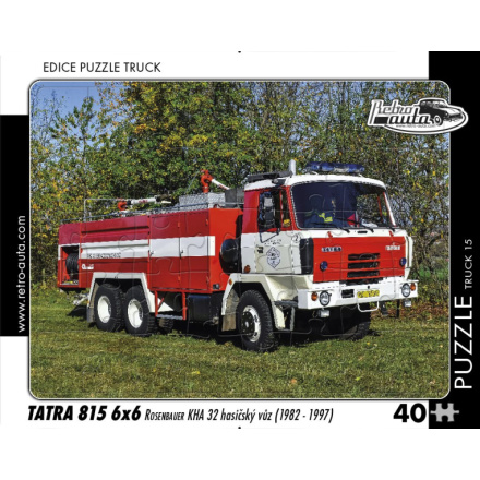 RETRO-AUTA Puzzle TRUCK č.15 Tatra 815 6x6 Rosenbauer KHA 32 hasičský vůz (1982-1997) 40 dílků 153836