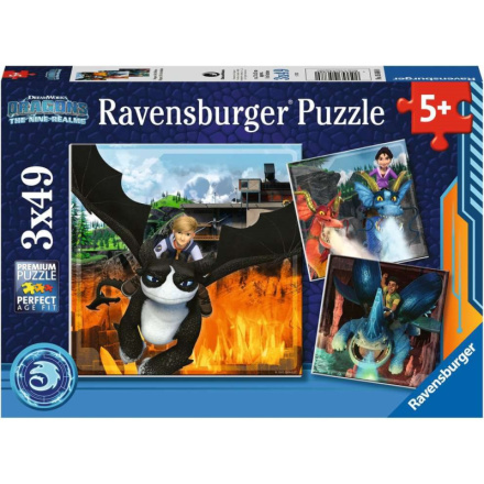 RAVENSBURGER Puzzle Jak vycvičit draka: Devět království 3x49 dílků 155200