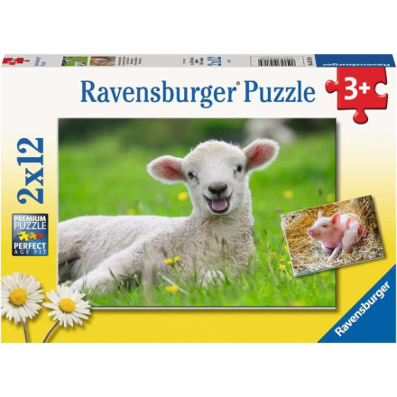 RAVENSBURGER Puzzle Hospodářská zvířata 2x12 dílků 155203